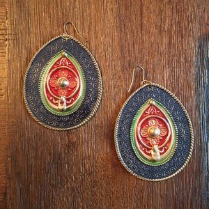 Fun navy and red statement earrings